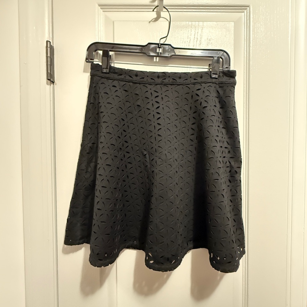 Elegant Black Eyelet Skirt
